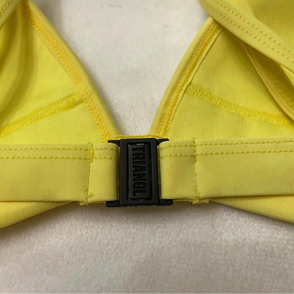 Triangl Swimwear Yellow crochet trim triangle Bikini Top 3741